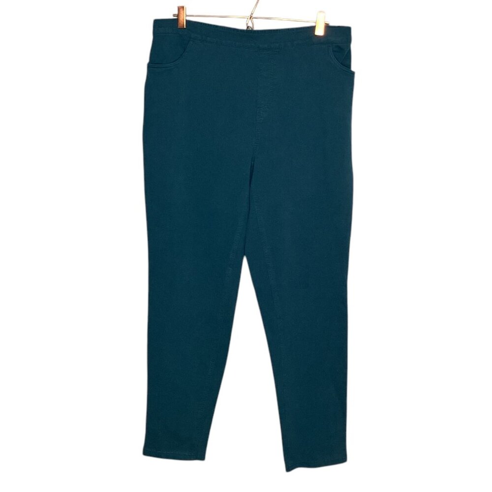 Denim & Co 18W‎ Blue French Terry Knit Stretch Pull-on Casual Pants Plus Size
